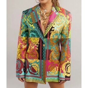 Colorful Italian Baroque Print Blazer, Women's size Medium